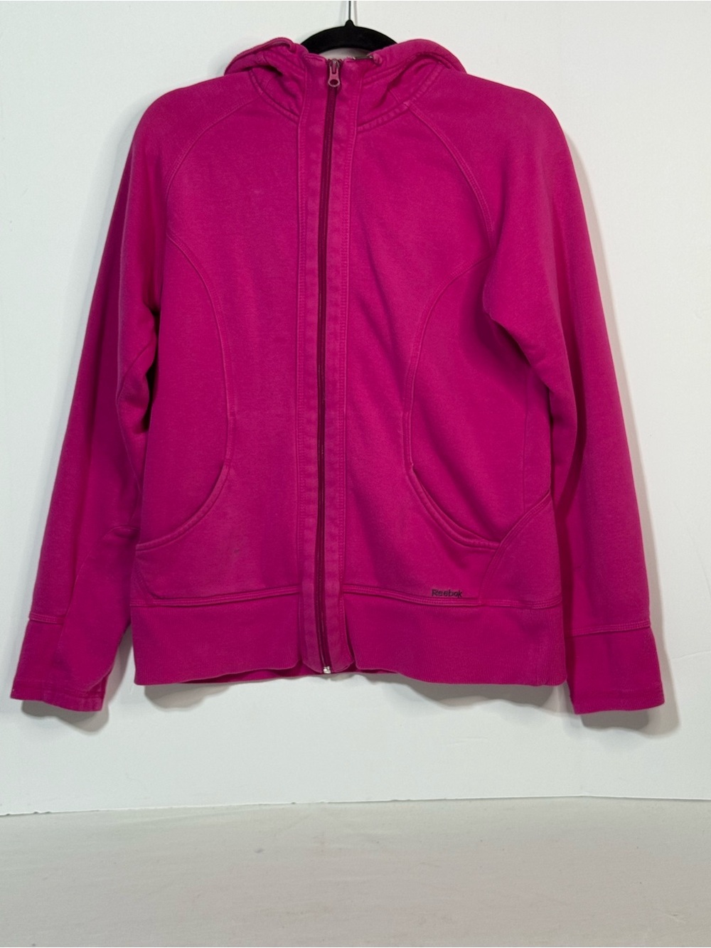 Reebok Pink Full Zip Hooded Jacket Sweatshirt L